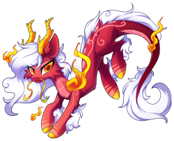 Size: 1260x1019 | Tagged: safe, artist:scarlet-spectrum, imported from derpibooru, oc, oc only, dracony, dragon, eastern dragon, hybrid, fire, simple background, solo, transparent background