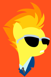 Size: 2000x2999 | Tagged: safe, artist:egor418, imported from derpibooru, spitfire, pegasus, pony, bust, clothes, female, lineless, mare, minimalist, necktie, orange background, portrait, simple background, solo, sunglasses, uniform, wonderbolts dress uniform