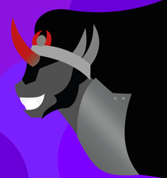 Size: 4207x4482 | Tagged: safe, artist:egor418, imported from derpibooru, king sombra, pony, unicorn, antagonist, bust, horn, lineless, male, minimalist, portrait, profile, purple background, simple background, solo, stallion