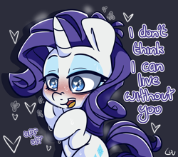 Size: 1500x1322 | Tagged: safe, artist:lou, imported from derpibooru, rarity, pony, unicorn, blue eyes, blushing, female, gray background, heart, heart eyes, in love, mare, simple background, sweat, wingding eyes, yandere, yanderity