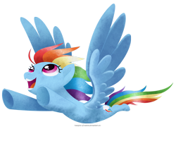 Size: 2250x1800 | Tagged: safe, artist:champion-of-namira, imported from derpibooru, rainbow dash, pegasus, pony, female, flying, full body, high res, looking up, mare, open mouth, open smile, simple background, smiling, solo, spread wings, transparent background, underhoof, wings