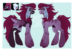 Size: 1280x877 | Tagged: safe, artist:gothalite, imported from derpibooru, cloudchaser, tempest shadow, oc, oc only, earth pony, pegasus, pony, bedroom eyes, clothes, face mask, fusion, mask, simple background, socks, transparent background, wings