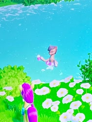 Size: 3024x4032 | Tagged: safe, imported from derpibooru, sunny starscout, earth pony, pony, duo, duo female, female, g5, game screencap, my little pony: a maretime bay adventure, vibing