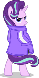 Size: 3317x6524 | Tagged: safe, artist:mrvector, imported from derpibooru, starlight glimmer, pony, unicorn, absurd resolution, bipedal, clothes, female, jacket, mare, simple background, smiling, smug, solo, transparent background, vector, vest