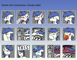 Size: 1500x1170 | Tagged: safe, artist:skydreams, imported from derpibooru, oc, oc only, oc:cloudy night, oc:sparky showers, alicorn, bat pony, bat pony alicorn, pony, angry, bat wings, blushing, boop, cloud, coffee, coffee mug, commission, dead, disgusted, ear blush, ear piercing, emoji, emotes, facehoof, food, glomp, hmm, horn, magic, mango, mug, piercing, pounce, sign, squee, telekinesis, tired, wings