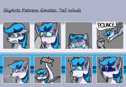 Size: 1200x827 | Tagged: safe, artist:skydreams, imported from derpibooru, oc, oc only, oc:tail winds, original species, plane pony, :p, angry, blue screen of death, blushing, boop, crosshair, female, patreon, patreon reward, peeking, plane, pointing, pounce, propeller, sign, tongue out, yay