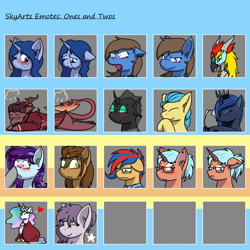 Size: 1500x1500 | Tagged: safe, artist:skydreams, imported from derpibooru, princess celestia, oc, oc:compound, oc:cool breeze, oc:frostburn, oc:gladius lockhart, oc:nebula dusk, oc:queen coalescence, oc:queen lahmia, oc:resin fibre, oc:soundwave, oc:splee, oc:vylet, oc:way right, changeling, changeling queen, demon, demon pony, dragon, earth pony, kirin, pegasus, unicorn, :p, angry, blanket, blushing, boop, clothes, coat, collar, ear blush, ear piercing, earring, embarrassed, emoji, emotes, female, flop, gift art, giggling, glasses, heart, hug, jewelry, male, mare, one eye closed, patreon, patreon reward, piercing, pouting, sad, scar, smiling, smirk, stallion, tired, tongue out, wink