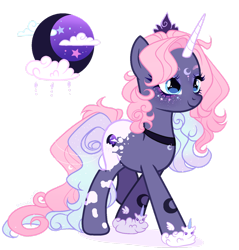 Size: 1280x1337 | Tagged: safe, artist:gihhbloonde, imported from derpibooru, oc, oc only, pony, unicorn, base used, female, magical lesbian spawn, mare, offspring, parent:pinkie pie, parent:princess luna, parents:lunapie, simple background, solo, transparent background