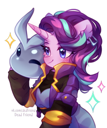 Size: 2511x3014 | Tagged: safe, artist:dedfriend, imported from derpibooru, starlight glimmer, pony, unicorn, clothes, collaboration, collaboration:choose your starlight, high res, simple background, slime, slime rancher, solo, transparent background