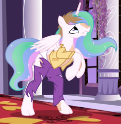 Size: 3195x3275 | Tagged: safe, artist:anonymous, imported from derpibooru, princess celestia, equestria girls, clothes, human coloration, human to pony, natural eye color, natural hair color, panties, principal celestia, ripping clothes, show accurate, transformation, underwear, white panties, white underwear