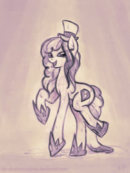 Size: 750x1000 | Tagged: safe, artist:kp-shadowsquirrel, imported from derpibooru, sapphire shores, earth pony, pony, 2012, female, mare, missing accessory, monochrome, solo, traditional art, wet, wet mane