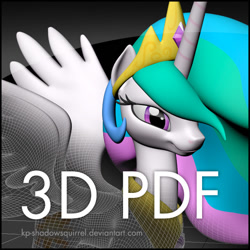 Size: 600x600 | Tagged: safe, artist:kp-shadowsquirrel, imported from derpibooru, princess celestia, alicorn, pony, 3d, 3d model, resource