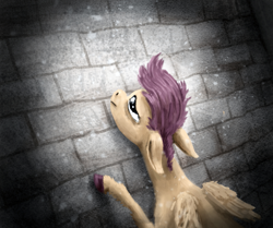 Size: 1195x1000 | Tagged: safe, artist:necromarecy, imported from derpibooru, scootaloo, pegasus, pony, sad, solo