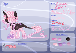 Size: 1000x700 | Tagged: safe, artist:llamad00dlez, imported from derpibooru, oc, oc only, oc:candy cave, oc:crystal reef, original species, aqua equos, closed species, reference sheet, solo