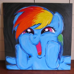 Size: 2000x2000 | Tagged: safe, artist:kp-shadowsquirrel, imported from derpibooru, rainbow dash, pegasus, pony, applebuck season, acrylic painting, bust, dashface, so awesome, solo, traditional art