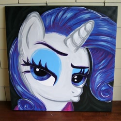 Size: 2000x2000 | Tagged: safe, artist:kp-shadowsquirrel, imported from derpibooru, rarity, pony, suited for success, acrylic painting, bust, duckface, portrait, solo, traditional art