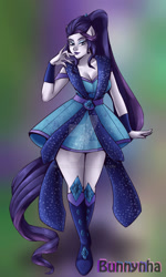 Size: 1024x1707 | Tagged: safe, artist:bunnynha, imported from derpibooru, rarity, human, equestria girls, clothes, crystal guardian, deviantart watermark, dress, obtrusive watermark, ponied up, solo, watermark