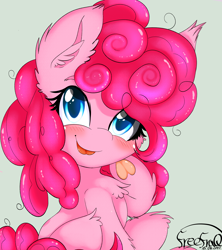 Size: 2218x2500 | Tagged: safe, artist:freefraq, imported from derpibooru, pinkie pie, earth pony, pony, cute, diapinkes, ear fluff, female, filly, filly pinkie pie, foal, solo, tongue out, younger