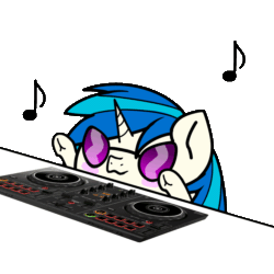 Size: 1200x1200 | Tagged: safe, artist:plaguemare, imported from derpibooru, dj pon-3, vinyl scratch, pony, unicorn, animated, bongo cat, female, gif, mare, music notes, simple background, solo, transparent background