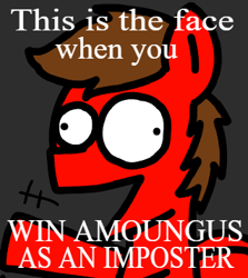 Size: 318x356 | Tagged: safe, artist:professorventurer, editor:wonderwolf51, imported from derpibooru, oc, oc only, oc:professor venturer, pegasus, pony, amogus, among us, funny, meme, pegasus oc, text, weird