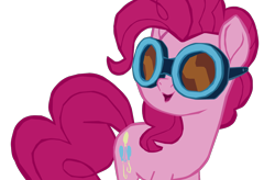 Size: 1280x841 | Tagged: safe, artist:benpictures1, imported from derpibooru, pinkie pie, earth pony, pony, my little pony: the movie, cute, diapinkes, female, goggles, inkscape, looking at someone, mare, simple background, solo, transparent background, vector, we got this together