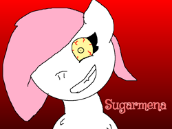 Size: 960x720 | Tagged: safe, artist:wonderwolf51, imported from derpibooru, oc, oc:sugar morning, bloodshot eyes, crazy eyes, crazy face, evil grin, faic, grin, psycho, smiling, sugarmena