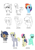 Size: 794x1123 | Tagged: safe, artist:squishment, applejack, bon bon, derpy hooves, lyra heartstrings, rainbow dash, sweetie drops, twilight sparkle, bat pony, earth pony, pegasus, unicorn, fangs, female, mare