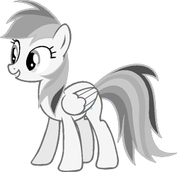 Size: 684x666 | Tagged: safe, artist:josephlu2021, imported from derpibooru, oc, oc only, oc:gray awesome dash, pegasus, pony, female, fixed, folded wings, full body, grin, hooves, mare, monochrome, pegasus oc, pony oc, reupload, simple background, smiling, solo, standing, tail, transparent background, wings