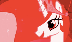 Size: 504x297 | Tagged: safe, imported from derpibooru, princess celestia, alicorn, pony, crown, female, gem, horn, jewelry, mare, red filter, regalia, scroll, smiling, sparkles