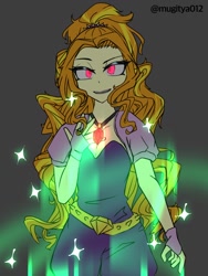 Size: 768x1024 | Tagged: safe, artist:mugitya012, imported from derpibooru, adagio dazzle, human, equestria girls, clothes, female, gem, gray background, negative energy, simple background, siren gem, solo, spiked headband