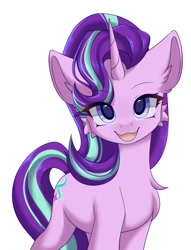 Size: 802x1048 | Tagged: safe, artist:distant_sound_, imported from derpibooru, starlight glimmer, pony, unicorn, :3, cheek fluff, chest fluff, cute, glimmerbetes, open mouth, simple background, solo, white background