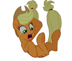 Size: 1280x1087 | Tagged: safe, artist:benpictures1, imported from derpibooru, applejack, earth pony, pony, my little pony: the movie, applejack's hat, cowboy hat, cute, falling, female, frog (hoof), hat, inkscape, jackabetes, mare, open mouth, simple background, transparent background, underhoof, vector
