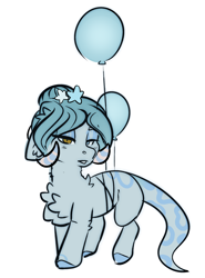 Size: 1372x1852 | Tagged: safe, artist:highrolleryt, imported from derpibooru, oc, oc only, pony, balloon, bedroom eyes, chest fluff, simple background, solo, white background