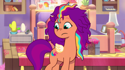 Size: 3500x1953 | Tagged: safe, imported from derpibooru, screencap, sunny starscout, alicorn, earth pony, pony, spoiler:g5, spoiler:my little pony: tell your tale, spoiler:tyts01e14, alicorn issues, bed mane, female, g5, mare, messy mane, my little pony: tell your tale, race swap, small wings, sunnycorn, wings