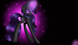 Size: 1280x750 | Tagged: safe, artist:prettyshinegp, imported from derpibooru, oc, oc only, pony, unicorn, female, glowing, glowing horn, horn, mare, signature, solo, unicorn oc