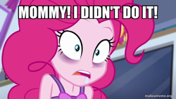 Size: 800x450 | Tagged: safe, edit, edited screencap, imported from derpibooru, screencap, pinkie pie, sunset shimmer, human, equestria girls, equestria girls series, sunset's backstage pass!, spoiler:eqg series (season 2), an extremely goofy movie, caption, image macro, text