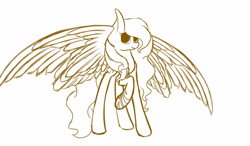 Size: 1280x750 | Tagged: safe, artist:prettyshinegp, imported from derpibooru, oc, oc only, pegasus, pony, female, lineart, mare, pegasus oc, raised hoof, simple background, solo, white background