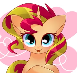 Size: 968x913 | Tagged: safe, artist:namaenonaipony, imported from derpibooru, sunset shimmer, pony, unicorn, equestria girls, cute, female, heart, horn, looking at you, mare, shimmerbetes, simple background, solo, tongue out, weapons-grade cute, white background