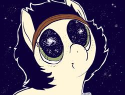 Size: 807x618 | Tagged: safe, artist:comickit, imported from derpibooru, oc, oc only, oc:null, earth pony, pony, 2014, female, sogreatandpowerful, solo, space, starry eyes, wingding eyes