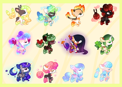 Size: 950x684 | Tagged: safe, artist:maymaxine, imported from derpibooru, oc, oc only, bat pony, earth pony, original species, pegasus, pony, unicorn, aqua equos, base used, closed species