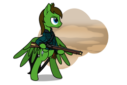 Size: 2508x1672 | Tagged: safe, artist:camo-pony, imported from derpibooru, oc, oc:delta hooves, pegasus, pony, 95th rifles, baker rifle, bipedal, british, commission, green coat, gun, male, napoleonic wars, rifle, rifleman, sharpe, sharpe's eagle, simple background, solo, traditional art, weapon, white background