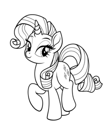 Size: 2500x2944 | Tagged: safe, artist:theretroart88, imported from derpibooru, rarity, pony, unicorn, black and white, grayscale, lineart, monochrome, simple background, solo, white background