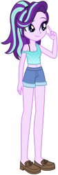 Size: 1024x3056 | Tagged: safe, artist:emeraldblast63, imported from derpibooru, starlight glimmer, human, equestria girls, belly button, clothes, female, off shoulder, shoes, shorts, simple background, solo, transparent background