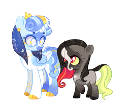 Size: 3261x2851 | Tagged: safe, artist:fcrestnymph, imported from derpibooru, oc, oc only, oc:north star, oc:scarlett surprise, alicorn, pony, unicorn, base used, female, filly, foal, magical lesbian spawn, mare, offspring, parent:fluttershy, parent:king sombra, parent:trixie, parent:twilight sparkle, parents:sombrashy, parents:twixie, simple background, transparent background