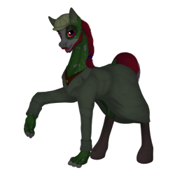 Size: 3500x3500 | Tagged: safe, alternate version, artist:ghost3280, imported from derpibooru, oc, oc only, oc:well geboren, dog, dog pony, earth pony, original species, pony, boots, clothes, hat, multiple variants, shoes, simple background, solo, transparent background, trenchcoat, vest