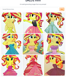 Size: 775x897 | Tagged: safe, imported from derpibooru, sunset shimmer, human, equestria girls, ai content, ai generated, bare shoulders, clothes, dress, generator:craiyon, sleeveless, strapless, wat