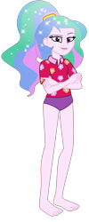 Size: 2128x5333 | Tagged: safe, alternate version, artist:emeraldblast63, imported from derpibooru, princess celestia, between dark and dawn, equestria girls, barefoot, clothes, feet, full body, hawaiian shirt, ponytail, principal celestia, shirt, simple background, swimsuit