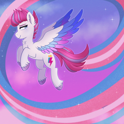 Size: 3000x3000 | Tagged: safe, artist:emera33, imported from derpibooru, zipp storm, pegasus, pony, abstract background, chest fluff, g5, leg fluff, pride, simple background, trans zipp, transgender