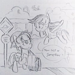 Size: 640x640 | Tagged: safe, artist:snowzaaah, imported from derpibooru, applejack, rainbow dash, earth pony, pegasus, pony, appledash, appledashdailydoodles, doodle, female, lesbian, monochrome, pencil drawing, shipping, sketch, traditional art