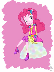 Size: 768x1024 | Tagged: safe, artist:ilaria122, imported from derpibooru, pinkie pie, human, equestria girls, legend of everfree, alternate hairstyle, clothes, crystal guardian, lips, simple background, solo, white background